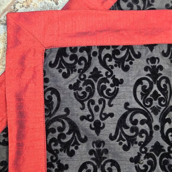 Homecenter Red & Black Flocked Pillow King Sized Sham Covers - Picture 2 of 6